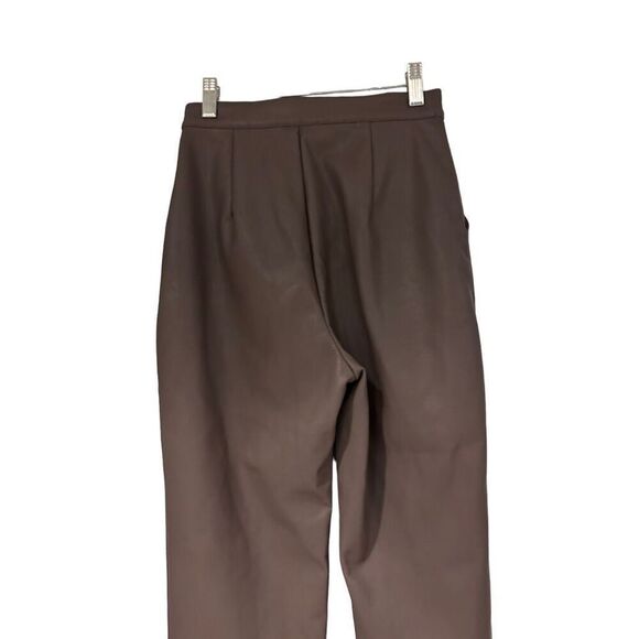 Sage the Label Tan Faux Vegan leather High-Rise Straight Leg Pants Size XS - Picture 6 of 16